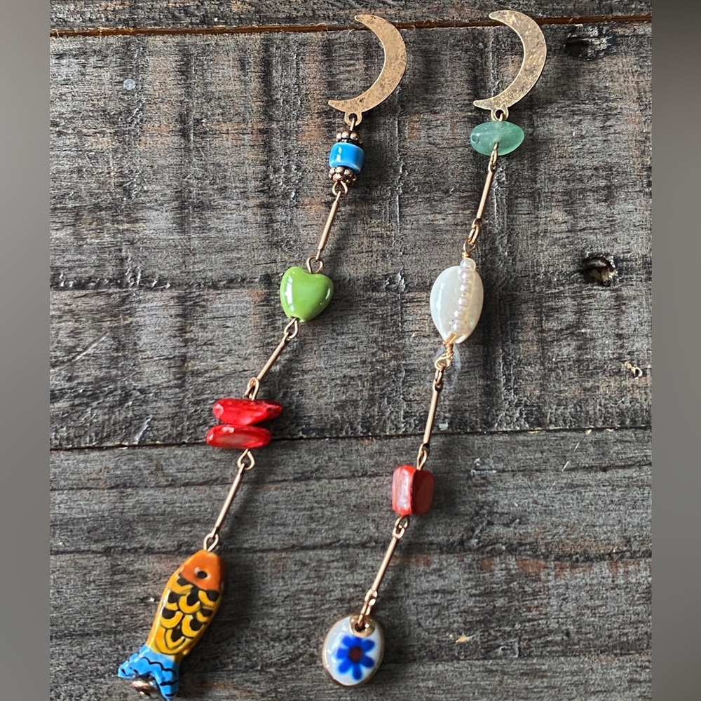 NEW Crescent Moon Charm Dangle Earrings